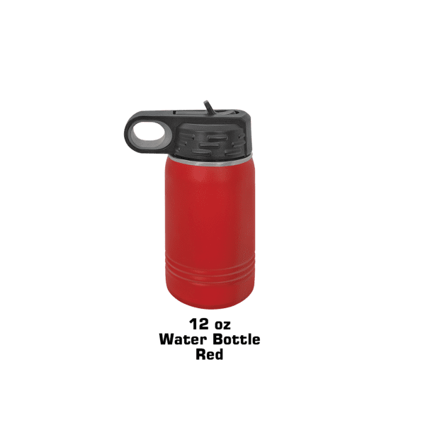 A red fire extinguisher on top of a green background.