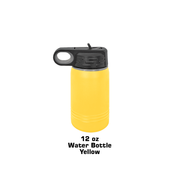 A yellow spray can with a black handle.