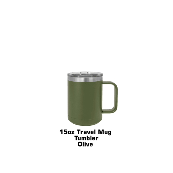 A green mug with the lid off.