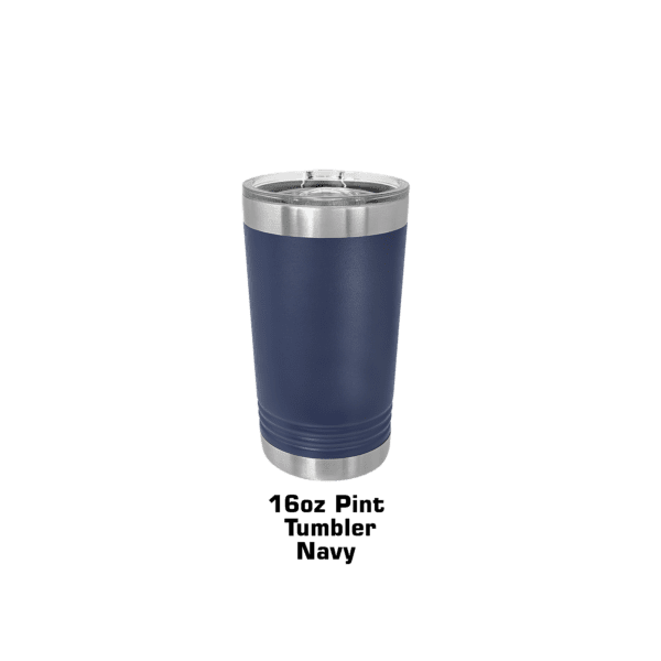 A blue cup with a metal rim on top of it.