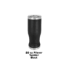 A black and silver cup on top of green background.