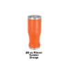 A picture of an orange cup on the ground.