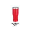 A red cup is sitting on the ground.