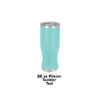 A blue cup is sitting on the ground.