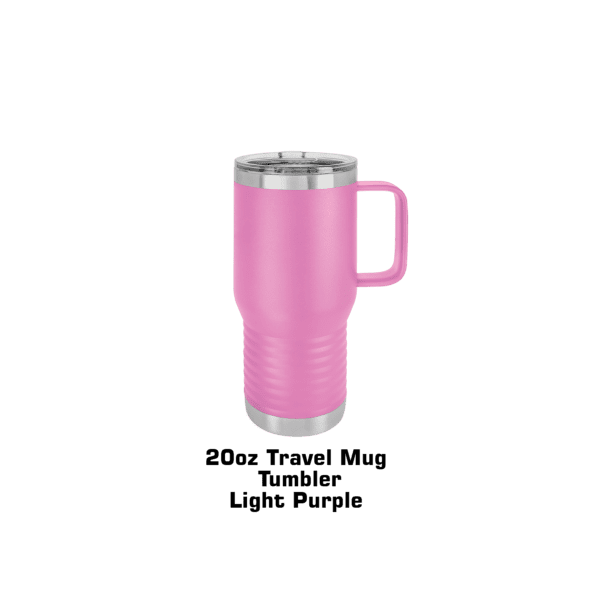 A pink cup with handle on green background