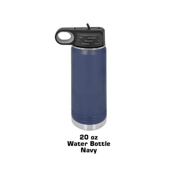 A blue spray can with a black handle.