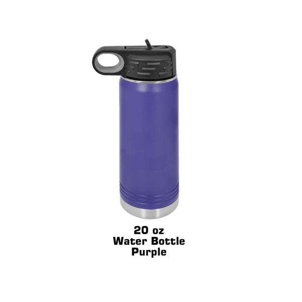 A blue spray can with a black handle.