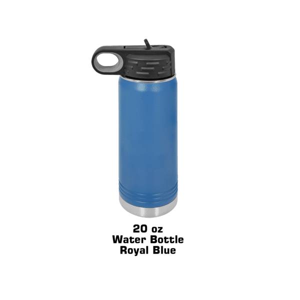 A blue spray can with a black handle.