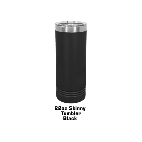 A black and silver thermos on a green background