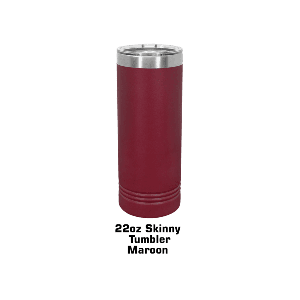 A red and silver thermos on a green background