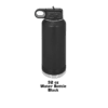 A black water bottle with a handle on top of it.