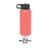 A pink water bottle with a black lid.