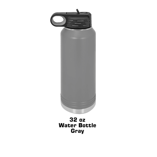 A water bottle with a handle and cap.