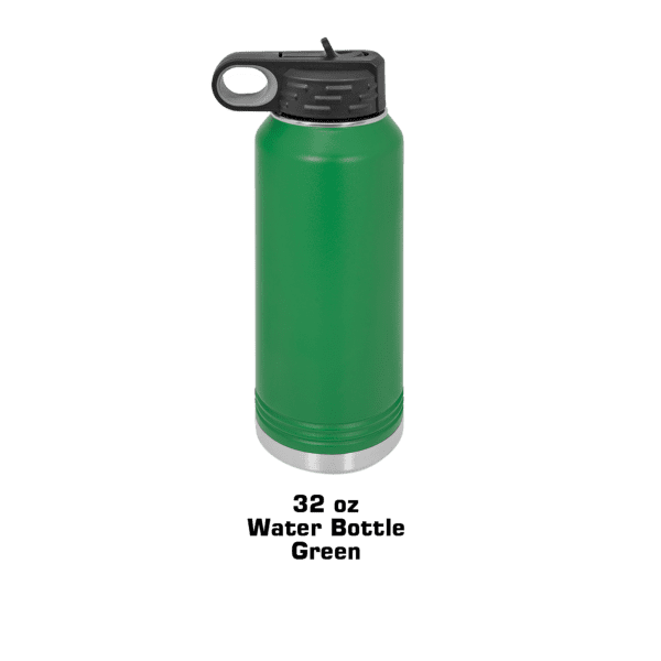 A green thermos with the lid off.