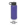 A purple water bottle with a black lid.