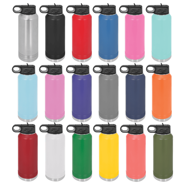 A variety of colors are shown on the same bottle.