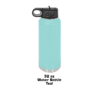 A blue water bottle with a black top.