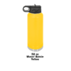 A yellow water bottle with a black lid.