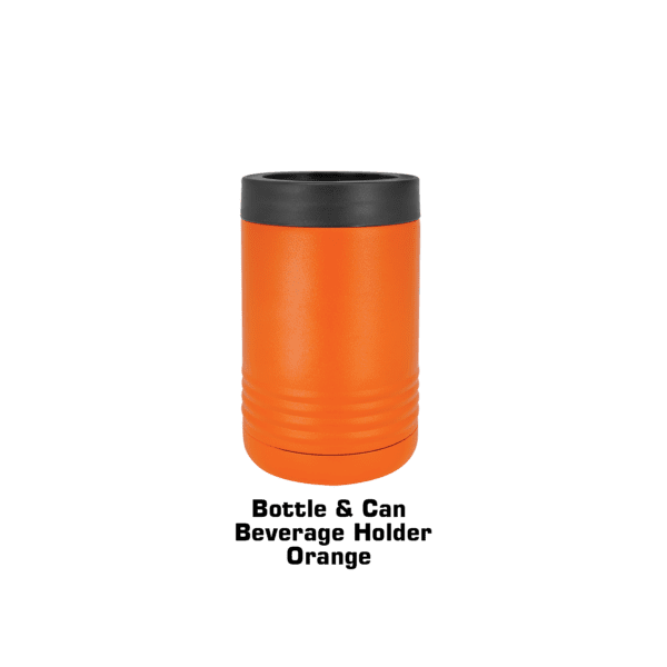 A large orange container with black lid.