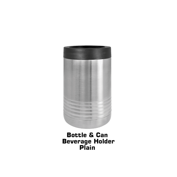 A silver can with black top on green background.