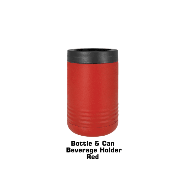 A red and black container on top of green background.