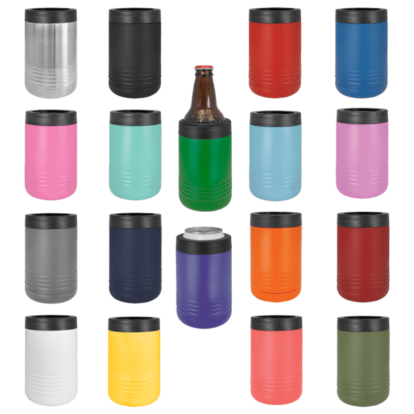 A group of different colored cups and bottles.