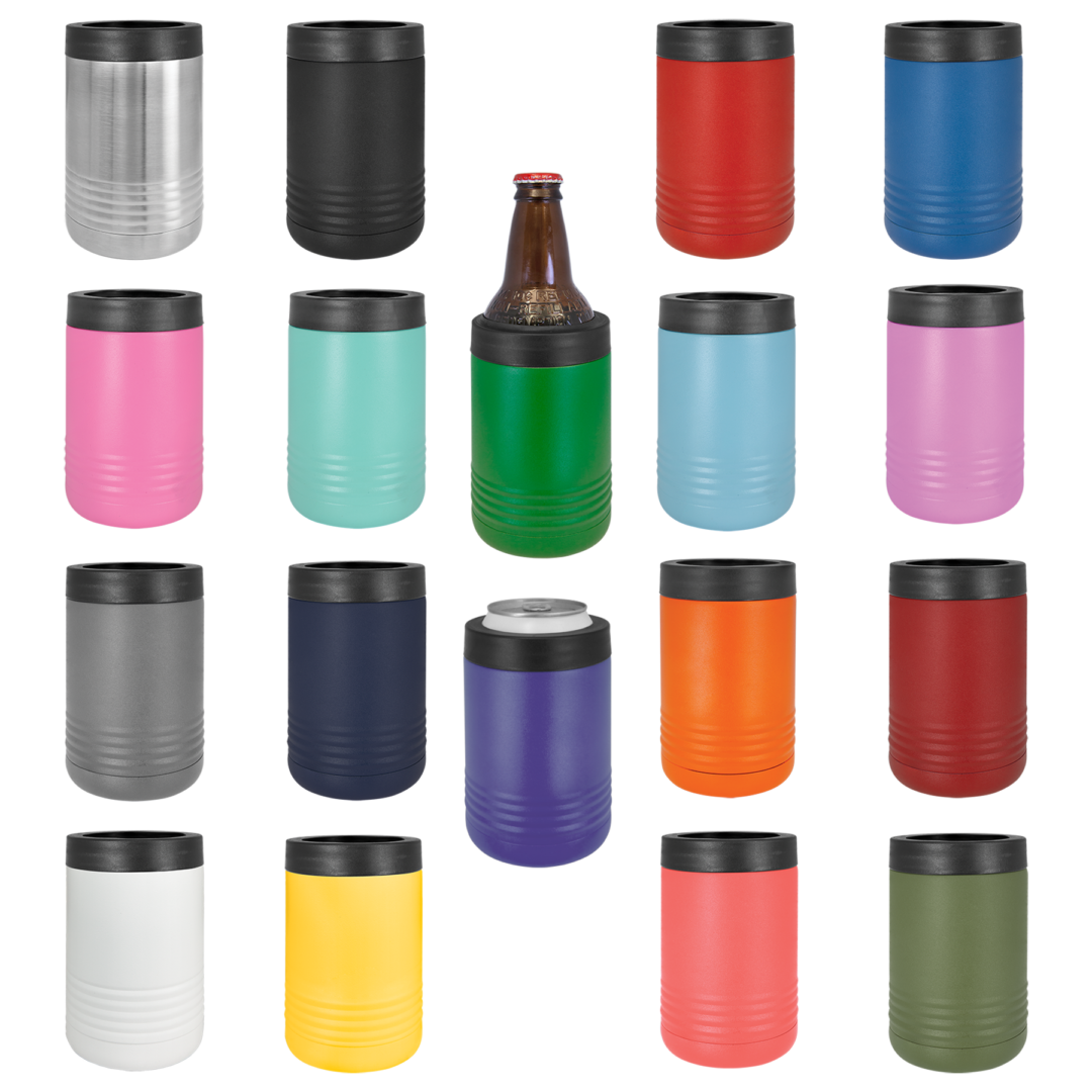 A group of different colored cups and bottles.