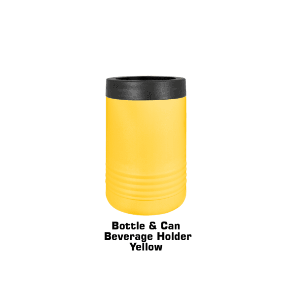 A yellow and black container on a green background