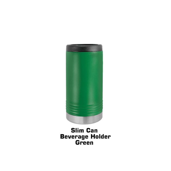 A green can sitting on top of a table.