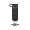 A black and silver water bottle on top of a green background.