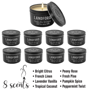 A group of candles that are in a container.